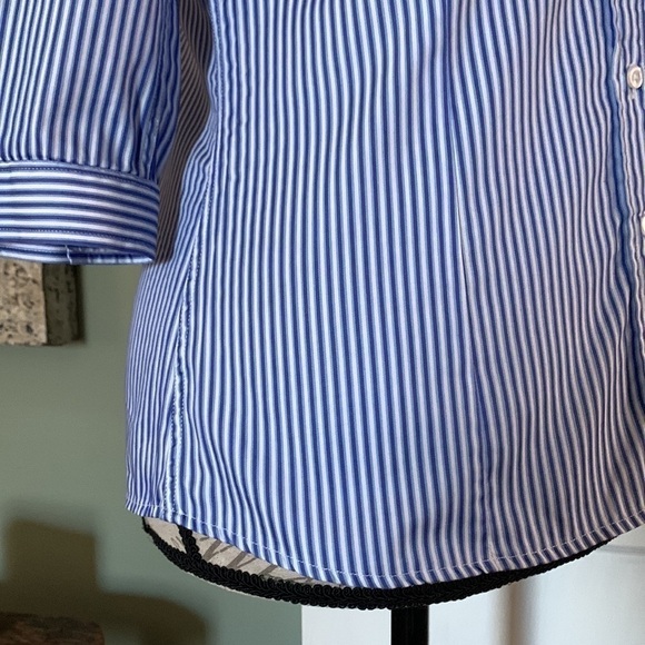 Pink THOMAS PINK JERMYN STREET LONDON 3/4 Sleeve Button Down - Blue/White Stripe - Picture 8 of 15